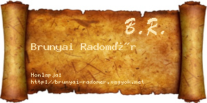 Brunyai Radomér névjegykártya